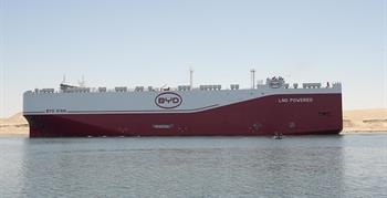 Admiral Ossama Rabiee: "BYD XI'AN, One of the Largest Vehicle Carriers in the world, Transits through the Suez Canal on its Maiden Voyage."
