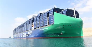 قناة السويس تشهد عبور CMA CGM NOTRE DAME إحدى أكبر سفن الحاويات في العالم التي تعمل بالغاز الطبيعي المسال 