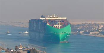 For the first time in two years The Suez Canal witnesses the transit of the mega container ship CMA CGM JACQUES SAADE, one of the largest container ships in the world, signaling the full capacity return of the French Group's vessels.