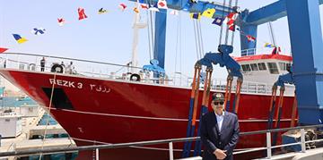Adm. Rabiee witnesses the launching ceremony of two high-seas fishing vessels REZK 2 and REZK 3 In a series of 12 high-seas fishing vessels