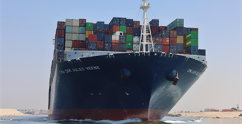 Suez Canal witnesses the transit of CMA CGM JULES VERNE among vessels of the nourthern convoy at a tonnage of 180 thousand tons