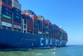CMA CGM ZEPHYR Trsnsits Through the Suez Canal amongst the Southern Convoy
