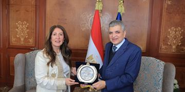 On Her First Official Visit to the Suez Canal Authority Adm. Rabiee discusses ways of cooperation with the US Ambassador to Cairo