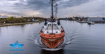 Docking (Red bull) tug boat on the floating dock 5000 ton