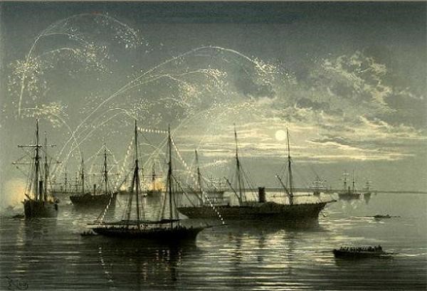 Flotte de célébration au lac amer 
